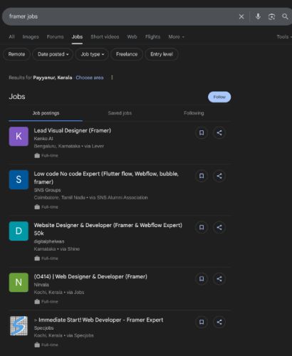 Framer internship jobs in Mumbai