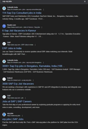 SAP ERP internship jobs in Cochin